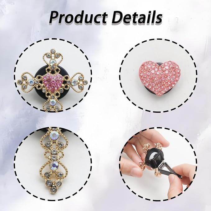 4pcs Bling Heart & Cross Air Vent Clips,Cute Pink Diamond Car Air Fresheners Diffuser,Crystal Pendant Decoration Car Interior Accessories for Women