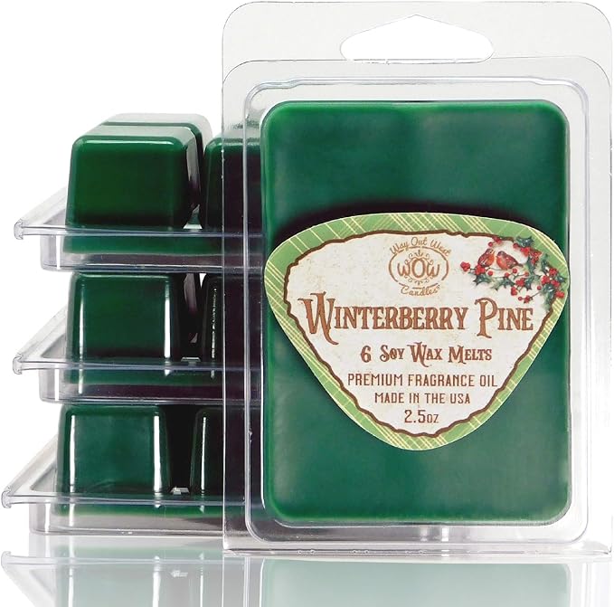 Scented Wax Melts - Highly Fragrant Air Freshener - 4 Pack Set of 6 Melt Cubes (4, Winterberry Pine)