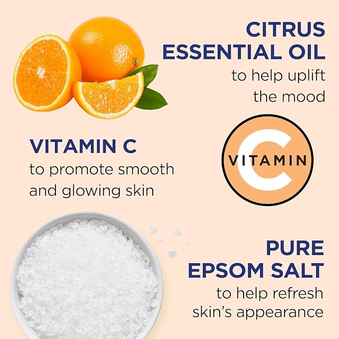 Body Wash with Pure Epsom Salt, Glow & Radiance, Vitamin C & Citrus Essential Oils Teal's, 24 fl oz