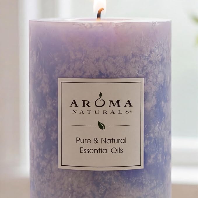 Aroma Naturals Essential Oil Scented Pillar Candle, Tranquility, 2.75 Inch X 5 Inch, Lavender, 1 Pound