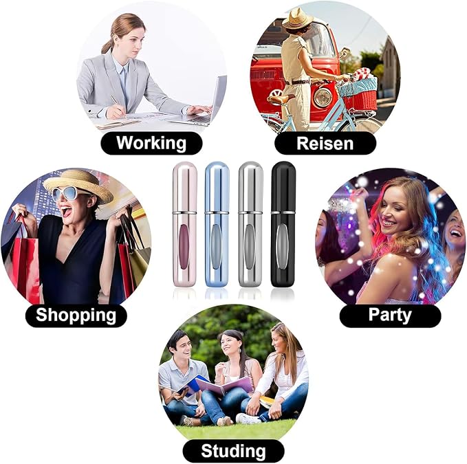4 Pcs Perfume Travel Refillable, 5ml Travel Perfume Bottle Refillable, Atomizer Sprayer For Perfume, Perfume Atomizer For Essentials For Men & Women, Perfect For Pockets