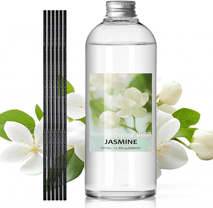 SCENTORINI Reed Diffuser Oil Refill, Jasmine Diffuser Oil 16.9 Fl Oz, Scented Essential Oil Refill Long Lasting Summer Home Fragrance for Large Space Room Spa Bathroom Home Hotel Decor