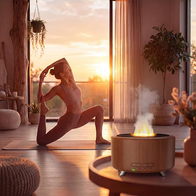 Essential Oil Diffuser for Home, 500ML Aromatherapy Diffuser Oil Machine for Office Room Yoga, Aroma Diffuser with Auto-Off Function, 9 Colors LED Night Light, Dark Wood