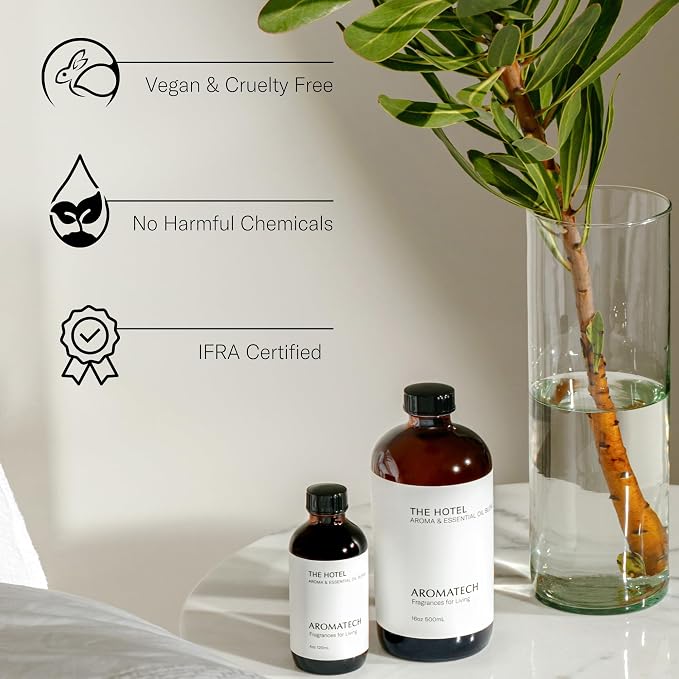 AromaTech The Hotel Aroma Essential Oil Blend: Luxury Hotel Inspired Aromatherapy with Lemon, Lavender, Peach & Pine for Ultrasonic Diffusers & Nebulizers (120 mL, The Hotel)