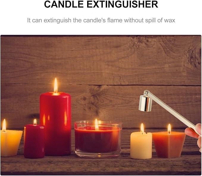 SUPVOX Candle Snuffer Metal Candle Extinguisher with Straight Hood Design 6.69 Inch Ergonomic Handle Accessory for Safe Wax Protection and Easy Use