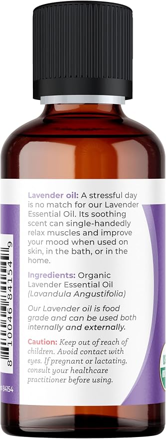 Viva Doria Lavender Essential Oil, USDA Certified, Organic Lavender Oil, 100% Pure, Natural Essential Oil, Undiluted, for Aromatherapy | Food Grade, 30 mL (1 Fluid Ounce)