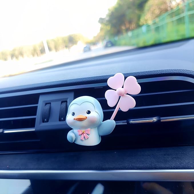 Cute Car Air Freshener Vent Clips, 3D Animal with Mini Fan Diffuser Vent Clip, Air Conditioning Decoration Car Accessories for Women and Men