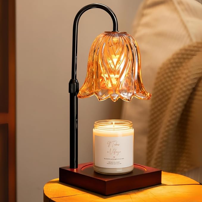 With Memories-Candle Warmer Lamp with Timer Dimmable, Birthday Gifts for Women Mom, House Warming Gifts New Home Decor, Wax Melt Warmer for Jar Candles with 2 Bulbs (Black)