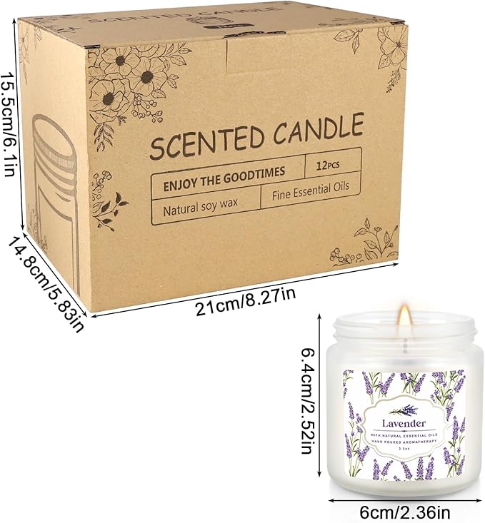 YOROXRG 12 Pack Scented Candles with Added Natural Essential Oils, 3.05oz, Suitable for Various Festivals, Parties, Yoga, and Home Scene