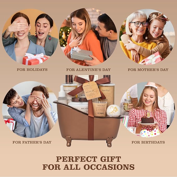 Fathers Day Gifts for Men Dad Birthday Gifts Spa Kit Cedar & Bergamot Scents Bath Gift Set and Shower Gift Bath and Body Gift Basket Set Mans Gift Bath Spa Kit Spa Baskets, Home Spa Care Men Gift set