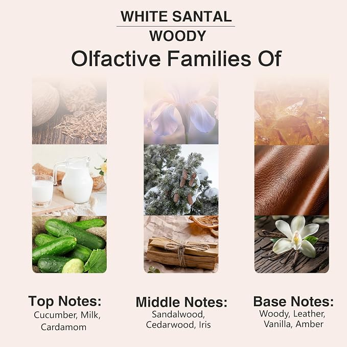 PHATOIL 3.38FL.OZ White Santal Fragrance Oils for Aromatherapy, Essential Oils for Diffusers for Home, Perfect for Diffuser, Yoga, Skin Care, DIY Candle and Soap Making - 100ml