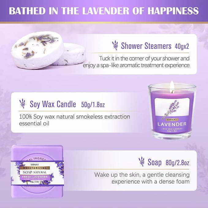 Gift for Women, Spa Gift Baskets for Women - 17pcs Lavender Sets with Body Lotion, Bubble Bath, Relaxing Bath Sets, Birthday Christmas Gifts for Her, Spa Kit for Mom Wife Sister Friend