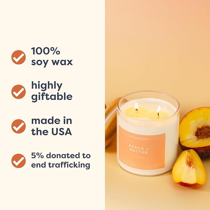 Calyan Wax Co. Peach & Nectar 2 Wick Candle