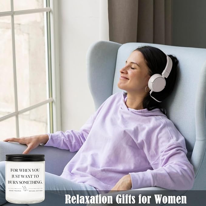 Stress Relief Gifts for Women Men - Funny Relaxation Gifts, Calming Lavender Scented Candle for Friend, Coworker, Boss, Mom, Best Birthday Christmas & Retirement Present