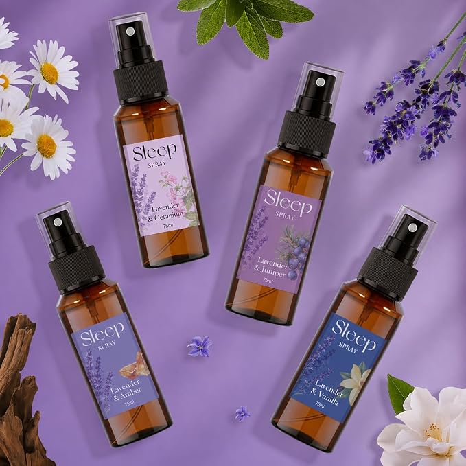 SCENTORINI Sleep Spray, 10.14 oz Calming Lavender Spray for Sleep, Lavender Essential Oil, 4 Pack Relaxing Aromatherapy Pillow Mist for Bedding Fabric, Room Spray Air Freshener