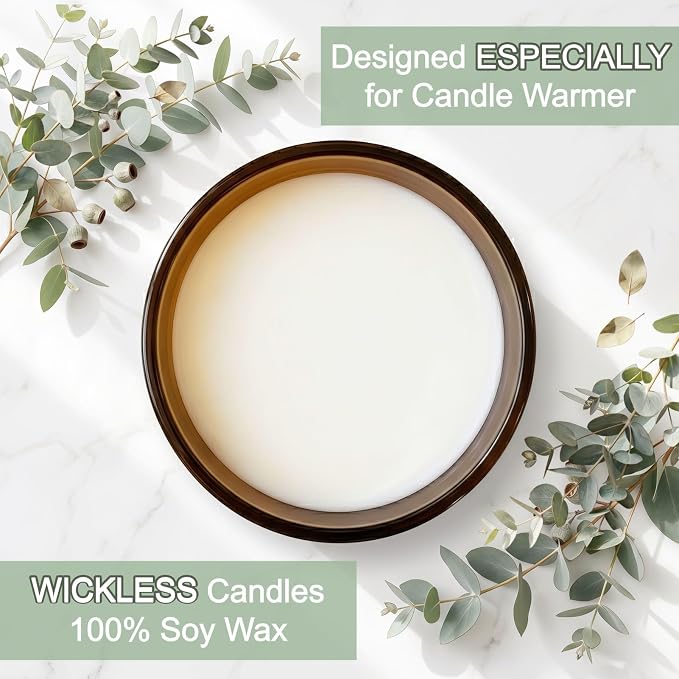 VOHO Eucalyptus Wickless Candles for Candle Warmer Lamp, 9oz Soy Candle with Stirring Spoon & Lid, Wickless Eucalyptus Aroma for Candle Lamp, Candles Gifts for Men Women Housewarming Birthday