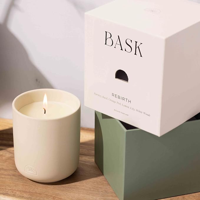Relaxing Candles for Home by BASK - Scented Candles - Winter Candles - Gifts for Women and Men - Scent: Rebirth