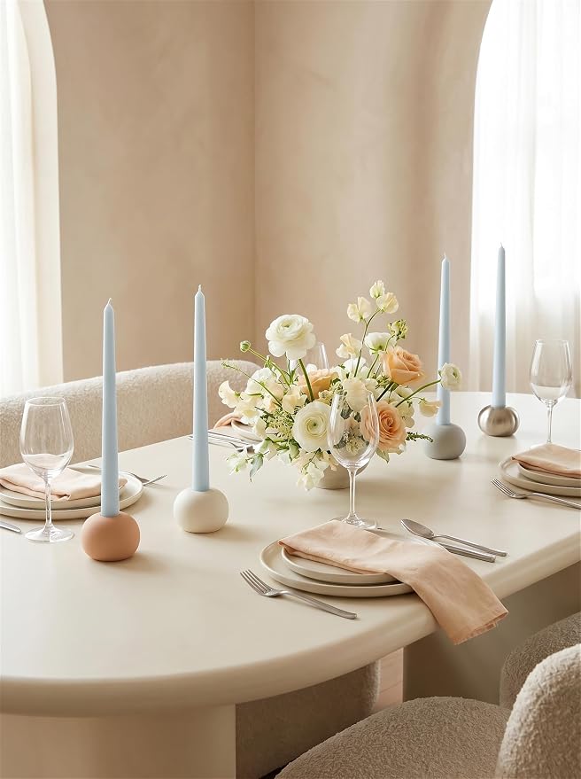 12PK 10" Classic Taper Candles, Ice Blue, 7-8 Hours Long Burning, Unscented Tall Candlesticks