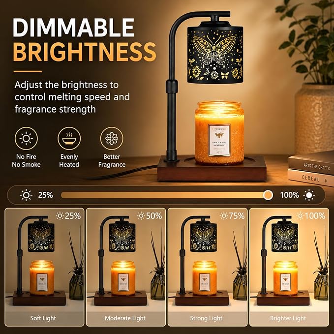 mocosa Candle Warmer Lamp with Adjustable Height Dimmable for New Home Decor Electric Candle Warmer for Jar Candles Birthday Gifts for Women Mom(Butterfly)