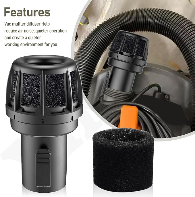 Muffler Diffuser Wet/Dry Vac Attachment (2-1/2 inch) CMXZVBE38660 Compatible with Craftsman Shop Vacuums Diffuser with Replacement Sponge