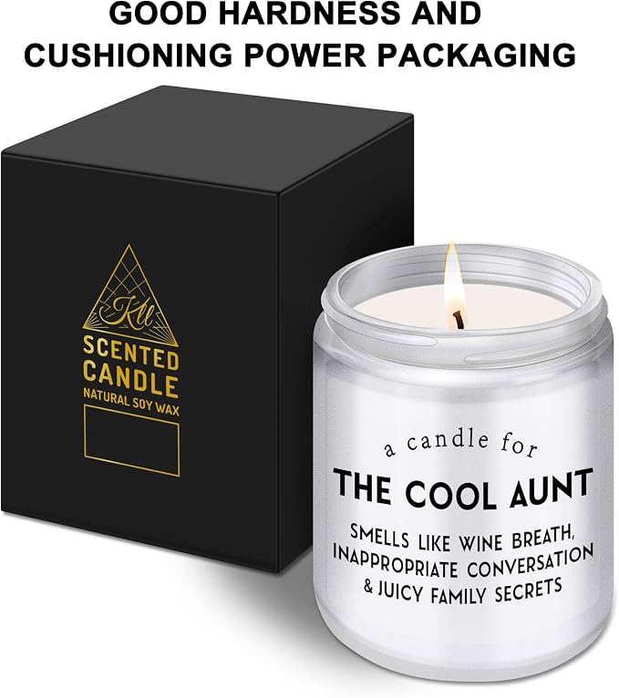 Cool Aunt Lavender Candle Gifts: Funny New Aunt Birthday Gifts from Niece Nephew Best Aunty Ever Christamas Day Gift 7oz