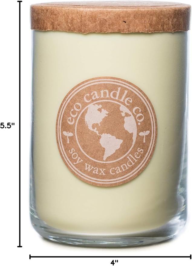 ECO CANDLE CO. Recycled Candle, Verbena Basil, 26 oz. - Scents of Lemons, Verbena, Basil, & Cedar - 100% Soy Wax, No Lead, Kraft Paper Label & Lid, Hand Poured, Made from Midwest Grown Soybeans