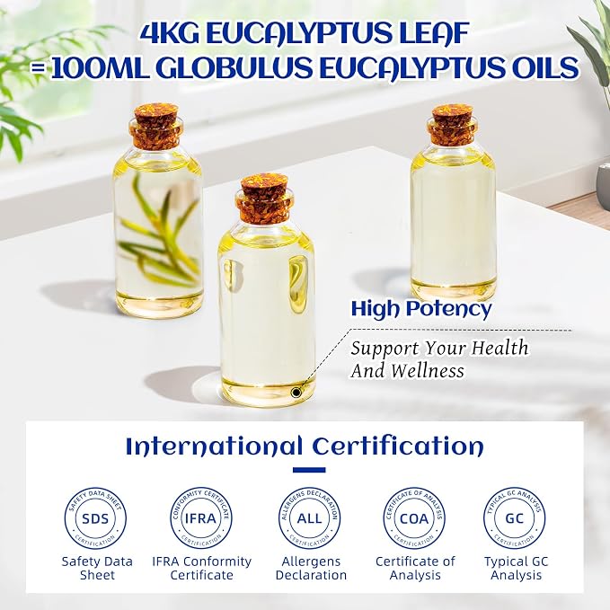HIQILI 100ML Eucalyptus Essential Oil for Spray, Diffuser & Skin - 3.38 Fl Oz