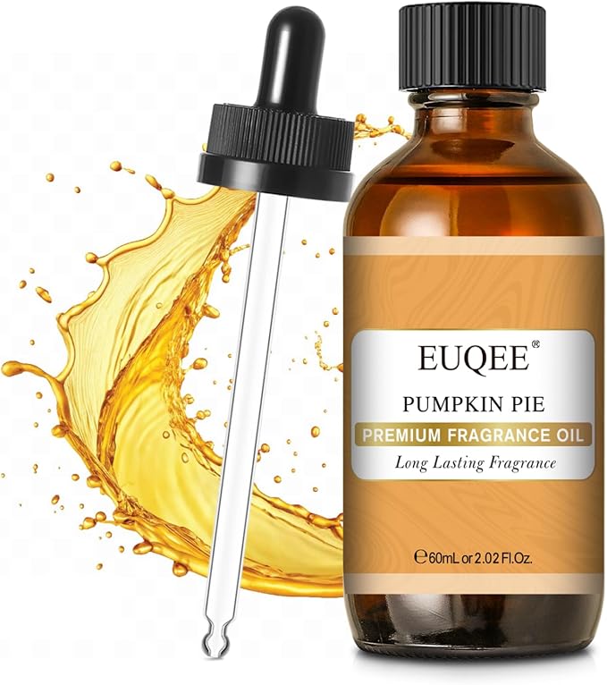 EUQEE Pumpkin Pie Fragrance Oil, Premium Pumpkin Pie Scented Essential Oils with Glass Dropper for Soap & Candle Making, Bath Bombs (2.02 Fl oz/60 ml)