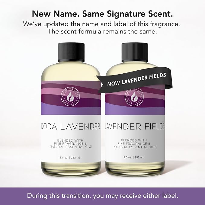 Aroma Country Lavender Fields Diffuser Oil - Luxury Essential Oils for Diffuser Refill & Air Freshener Room Spray - Long-Lasting & Natural Home Fragrance, Scented Oil for Diffusers (8.5 Fl. oz)