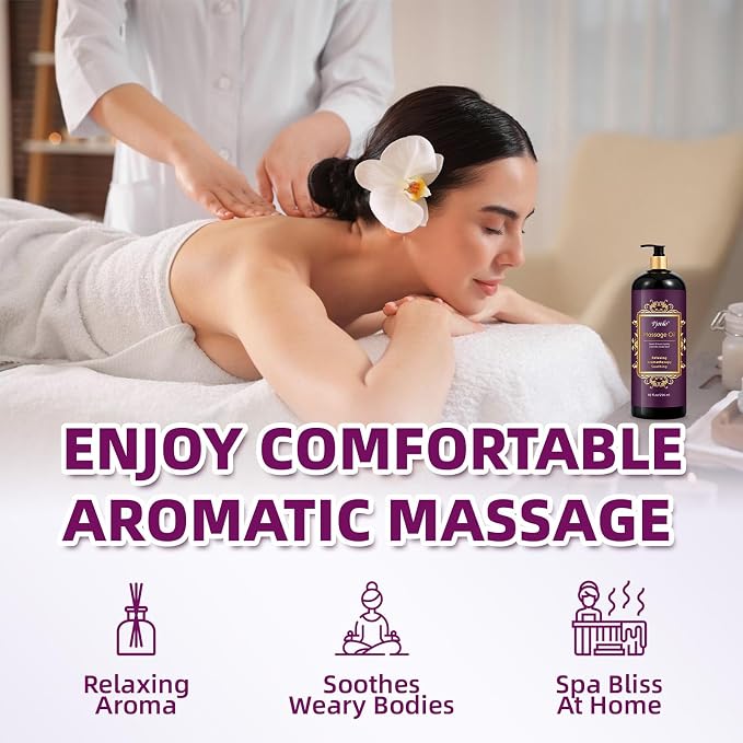 Pjordo Aromatherapy Lavender Massage Oil, Massage Oil for Massage Therapy, Calming, Soothing, Relaxing, Spa Gifts for Him Her, 10 Fl Oz