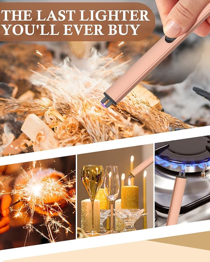 Electric Lighters for Women and Men - Rechargeable Plasma Lighter Flameless Windproof Candle Lighter Grill Gifts for Adults, Wife, and Girls