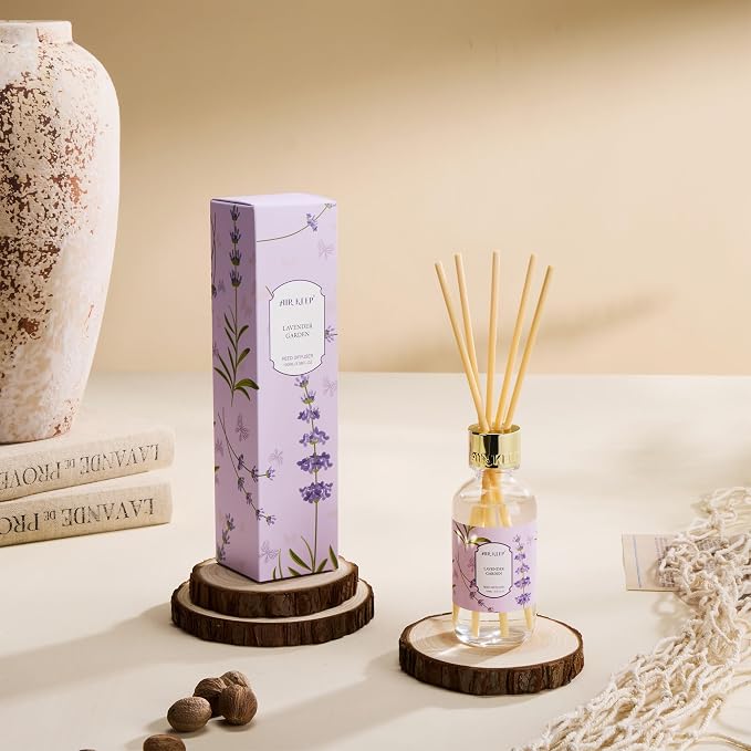 Airkeep Reed Diffuser Oil Set with Reed Sticks,Lavender Garden Aromatherapy Oil Scent Diffuser for Home Office Bathroom Decoration Perfume and Gifts 3.38 oz/100ml