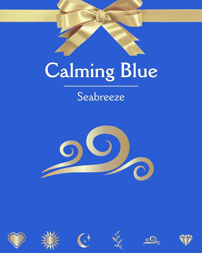 Bath Candle | Sea Breeze Scent w/Gold Blue Waves Symbol | Luxury Candle for Date Night, Spring Home Scents, Mother's Day, Bathroom & Gifts for Women