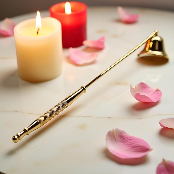 Gold Metal Candle Snuffer Wick Snuffer with Long Handle Candlesnuffers Smokeless Kit Candle Safely Extinguish Candles and Holders Candle Sleeves Accessories