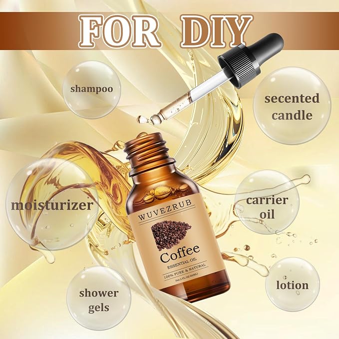 Coffee Essential Oils 60ML, Pure Coffee Essential Oil for Aromatherapy Diffuser - 2 Fl Oz