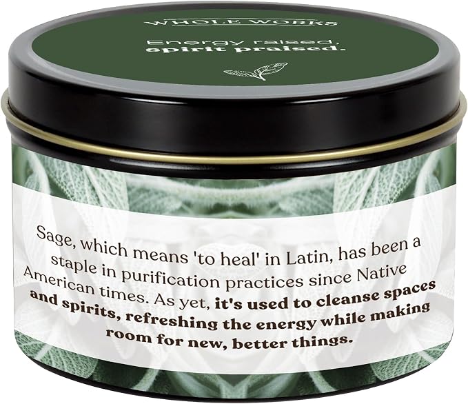 Premium Sage Candle for Cleansing – Natural Soy Wax, Cotton Wick, Paraben and Phthalate Free Scent, Non Toxic, Clean Scented Candles for New Home, Smudging, House Negative Energy Protection, 6oz