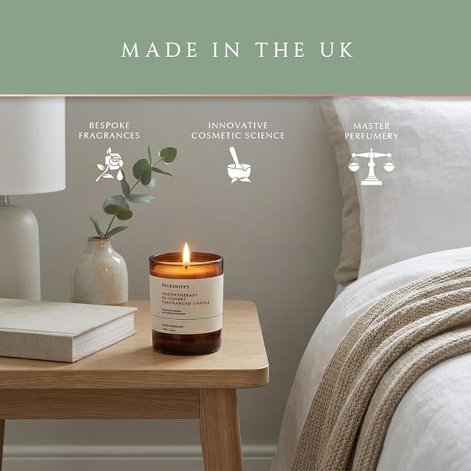 Pecksniff's Aromatherapy Re-Covery Candle - Uplifting Patchouli & Juniper Scent, 150g - Perfect for Relaxation & Well-Being