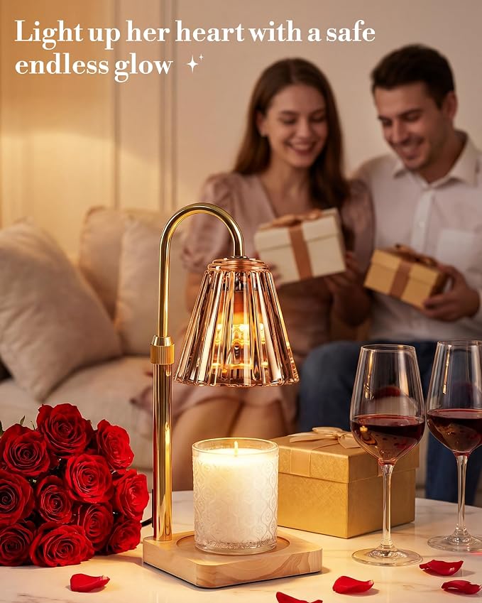 Marycele Candle Warmer Lamp with Timer for Yankee Candles, Adjustable Height Wax Melt Warmer, Birthday Gifts for Mom Women Sister, Vintage Amber Glass Lamp, Thanksgiving Decorations for Home Decor