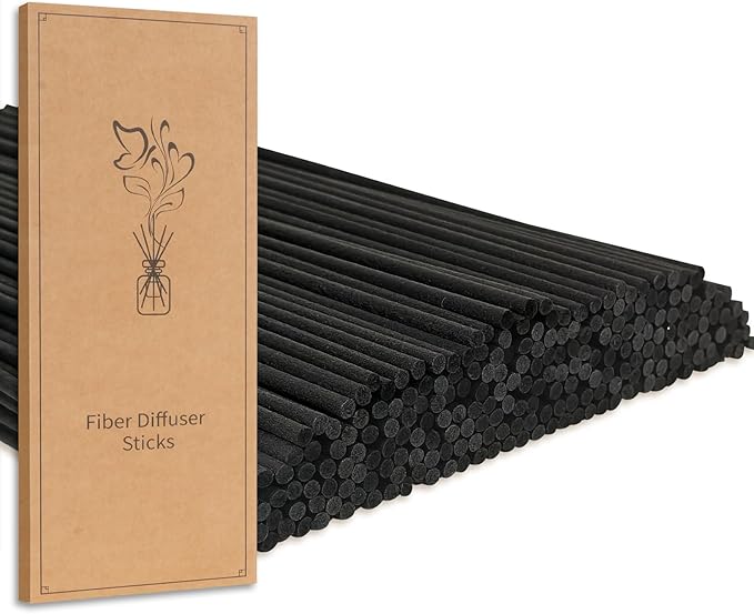10inch Reed Diffuser Replacement Sticks - 130Pcs Black Fiber Reed Sticks Refill Pack for Home and Bathroom - Used to Diffuse Essential Oil Aroma (3mm x 25cm (130pcs))