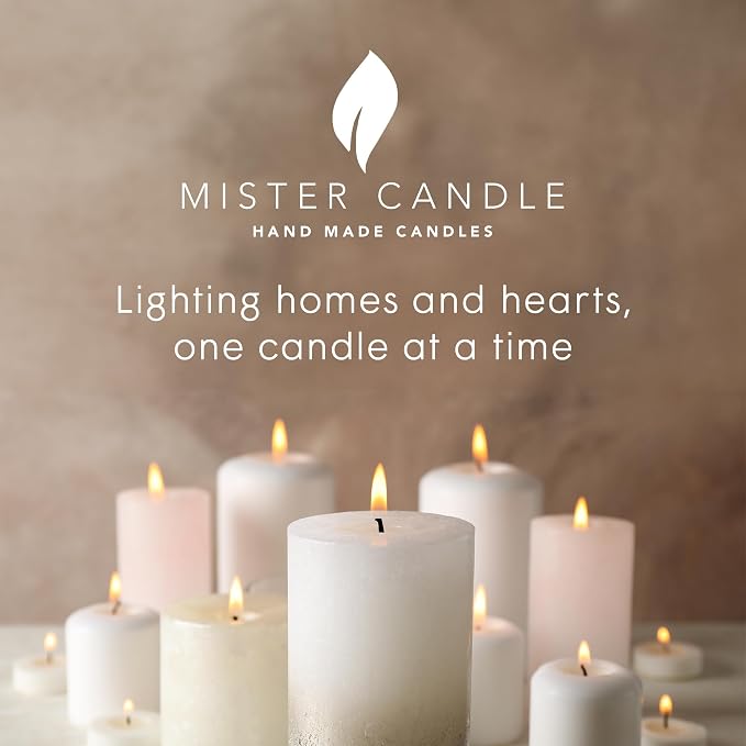 Mister Candle Unscented 4"x6" White Pillar Candle, Solid Color, Cotton Wick, Dripless & Smokeless, Premium Wax Candle for Home Decor, Handmade, 120 Hour Burn Time