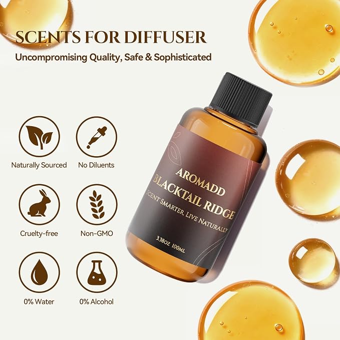 AROMADD AROMADD Blacktail Ridge Hotel Diffuser Oil Inspired by Luxury Hotel Collection Scent, Woody Sandalwood & Fir Aroma, Premium Fragrance Oil for Waterless Diffuser,Long-Lasting,3.38 fl oz(100 mL)
