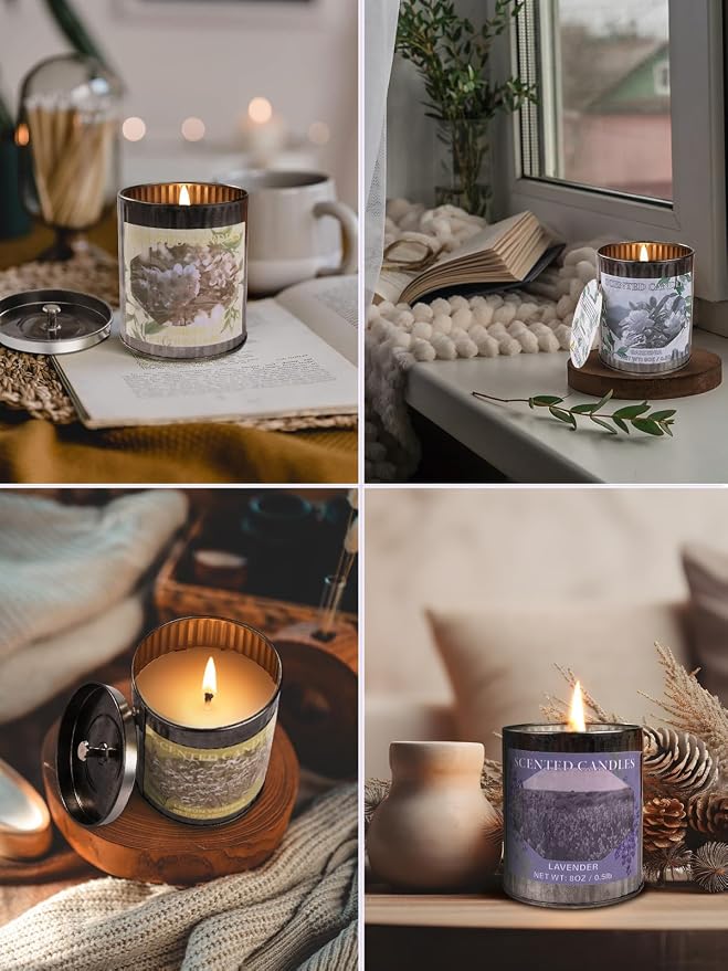 Scented Candle Gift Set, 4 Pack 32oz Soy Wax Candles Set, 200 Hour Burn Time Long Lasting Aromatherapy Candles Set, Container Candles Ideal for Home Decor and Gift for Women and Men