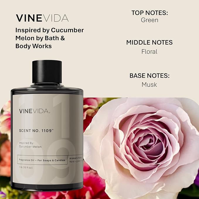 VINEVIDA [16oz] Cucumber Melon Fragrance Oil for Candle and Soap Making - Made in USA Natural Scents