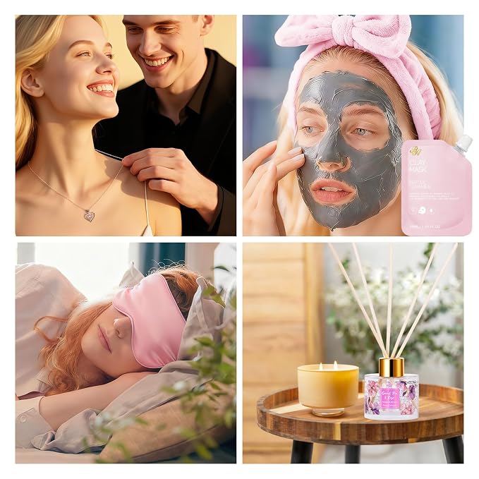 35 Pcs Mothers Day Gifts for Mom, Rose Bath & Body Gift Basket for Women, Facial Skin Care Set, Self Care Pampering Kit, Face Sheet Mask, Home Spa Basket, Anniversary, Wife, Birthday, Bridal Shower