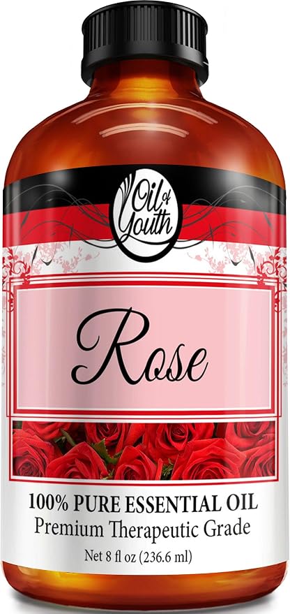 Oil of Youth Essential Oils Rose Essential Oil, 8 Fluid Ounces – Pure Aromatherapy Grade