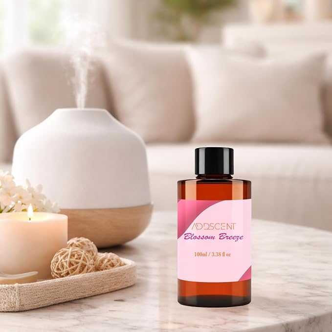 Blossom Breeze Fragrance Oil 100ml for Diffuser, Sweet Fruity and Floral Aroma for Bedroom Living Office Spa, Soft Uplifting Scent with Layered Notes for Cheerful and Welcoming Ambience