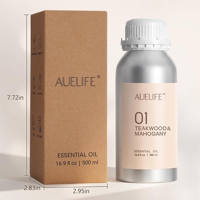 Auelife 16.9oz (500 ml) Mint & Eucalyptus Essential Oils for Diffusers for Home, Large Aluminum Bottle Fragrance Oil for Candle & Soap Making, Aromatherapy Oil for DIY Scents & Home Fragrance