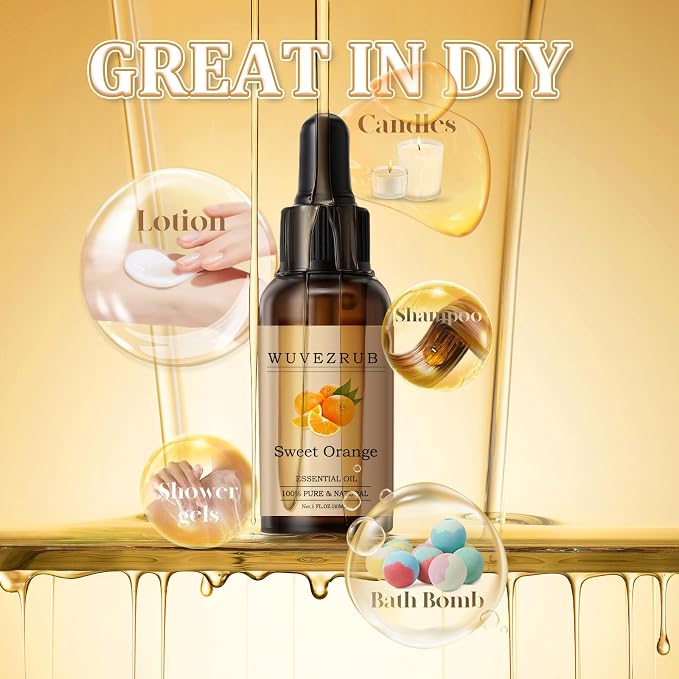 Sweet Orange Essential Oil 30ML - 100% Pure and Natural Oils for Aromatherapy Diffuser - 1 Fl Oz/Sweet Orange