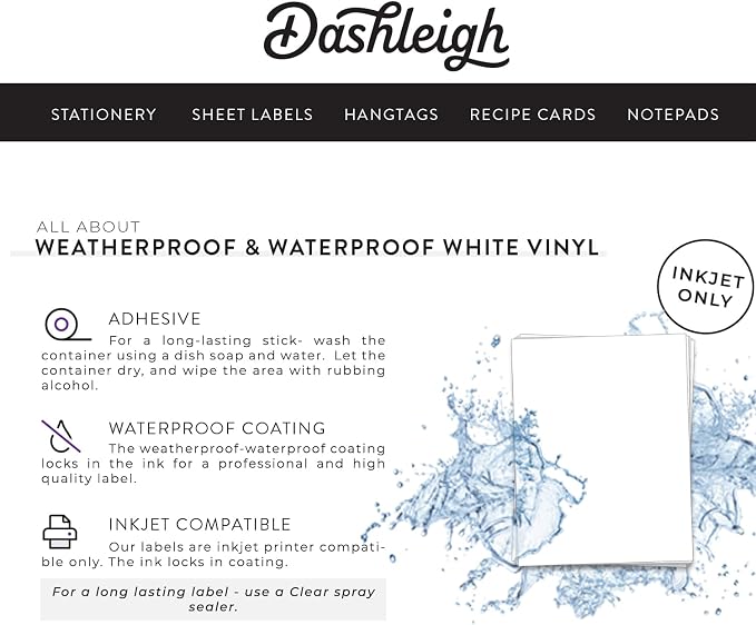 Dashleigh Perfume Bottle Labels Waterproof, 75 Blank Printable Vinyl Stickers 2.2x1.7 Inch for 10ml Roller Bottles - Oil Proof Label Sheets for Inkjet, Essential Oil, Roll-On Perfume, Aromatherapy