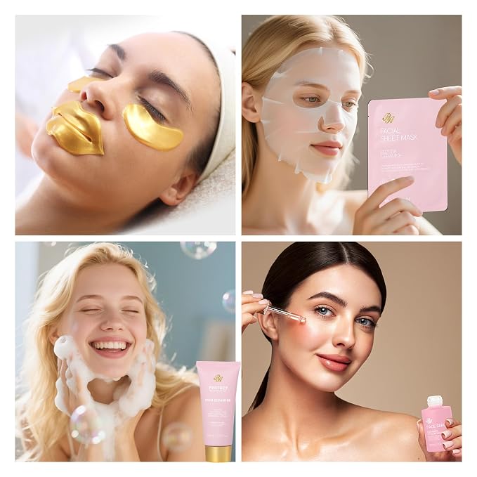35 Pcs Mothers Day Gifts for Mom, Rose Bath & Body Gift Basket for Women, Facial Skin Care Set, Self Care Pampering Kit, Face Sheet Mask, Home Spa Basket, Anniversary, Wife, Birthday, Bridal Shower